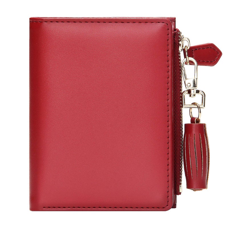 GEEAD Red Small Wallets for Women Bifold Slim Coin Purse Zipper ID Card Holder - Image 2